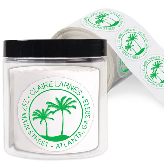 Palm Trees Round Address Labels